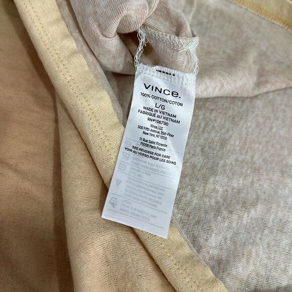 Vince Cotton Ombré Gradient Green Tan Short Sleeve Top Size L - Picture 5 of 8